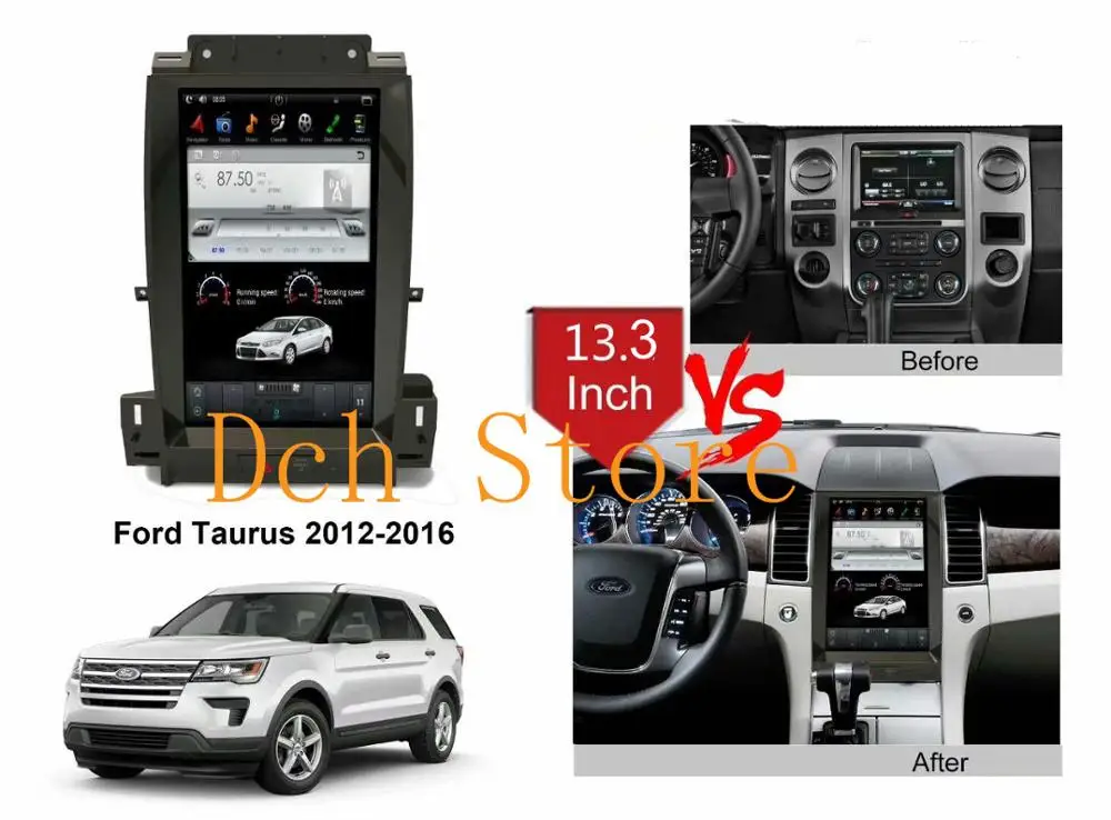 13,3 дюймовый вертикальный tesla стиль Android 8,1 автомобильный DVD плеер с gps-навигатором стерео для Ford aurus 2012 2013 px6 carplay