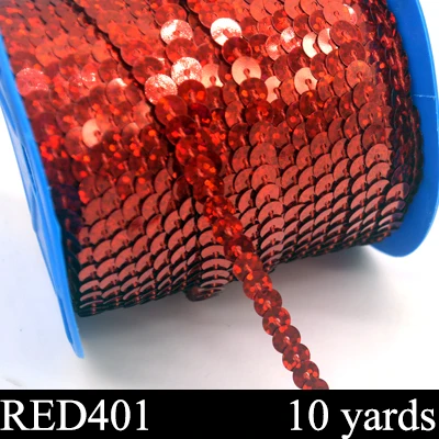 red401 10yds Новые 10 ярдов 6 мм ПЭТ круглые плоские лазерные золоченые пайетки для рукоделия для шитья на ткани аксессуары Отделка пайетками Скрапбукинг сделай сам - Цвет: red401 10yds