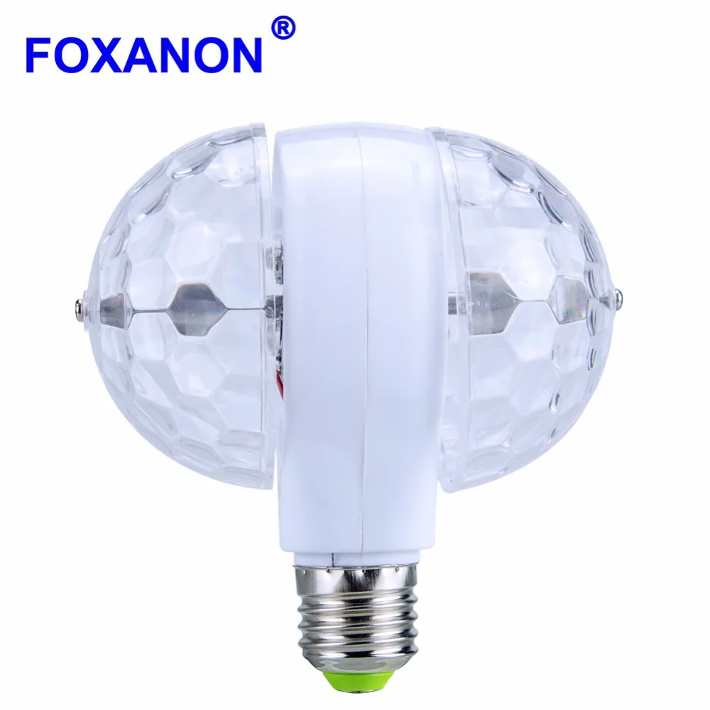Foxanon Светодиодная лампа Lumiere Lampada E27 6 Вт 220 В RGB 110 Авто вращающийся Хрустальный