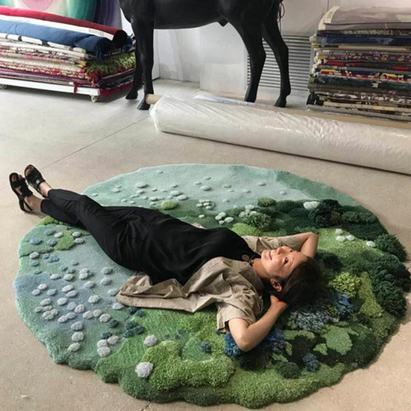 Ковер ручной работы из шерсти с 3D рисунком ковер в пасторальном стиле круглой