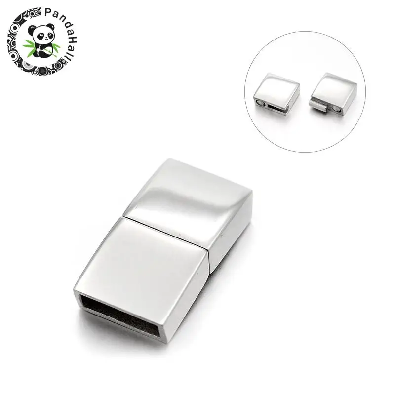 

Smooth 304 Stainless Steel Rectangle Magnetic Clasps, Stainless Steel Color, 23x12x5mm, Hole: 10x3mm