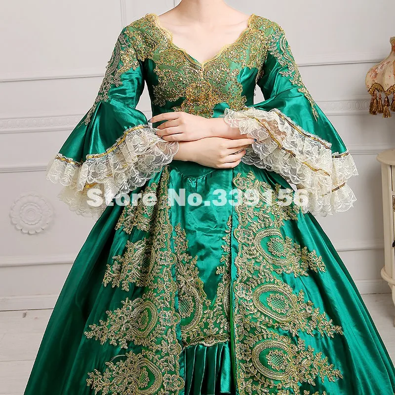 Лучшие продажи детские зеленые атласные 18th века костюм Французский Ренессанс