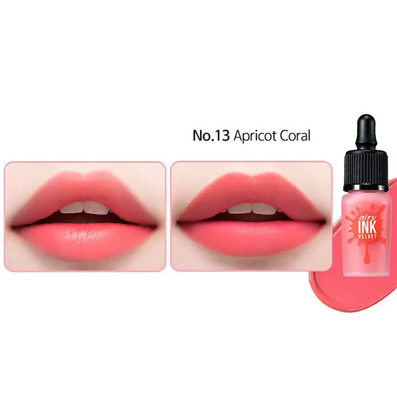 Apricot Coral Перипера чернила воздушный бархат 10 цветов водостойкая жидкая губная помада Dear Darling татуировки тинты увлажняющий Корея Косметика - Цвет: Apricot Coral