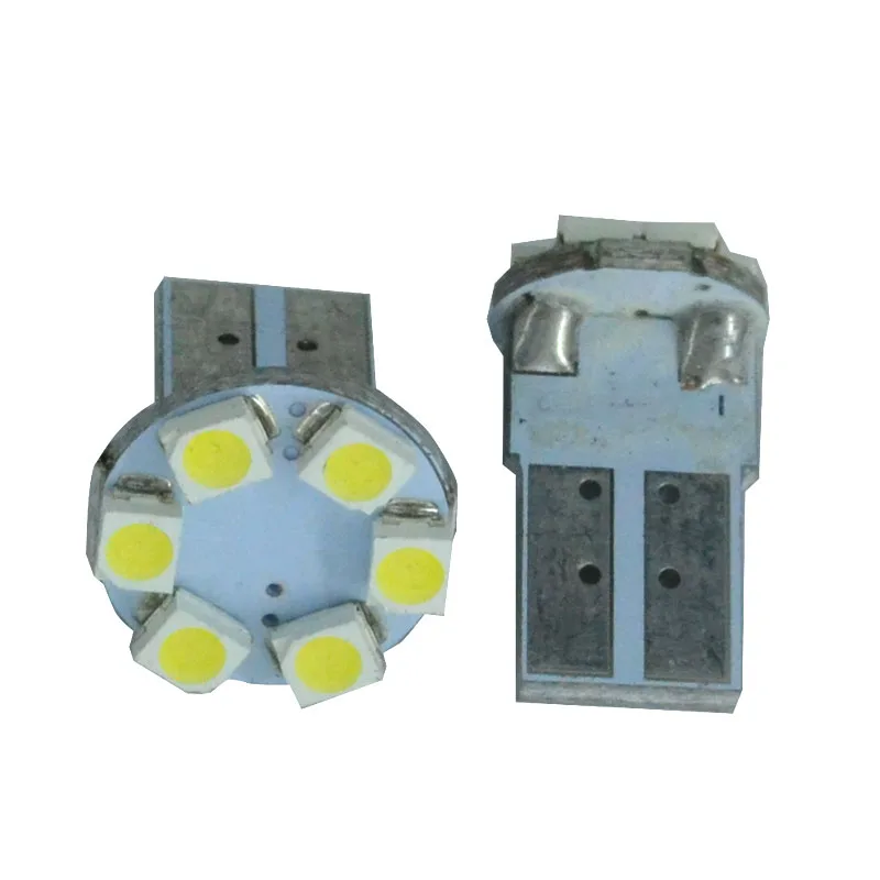 100 шт. T10 6 SMD 1210 LED 6smd 3528 194 168 192 W5W PCB Автомобильный номерной знак свет интерьер Авто