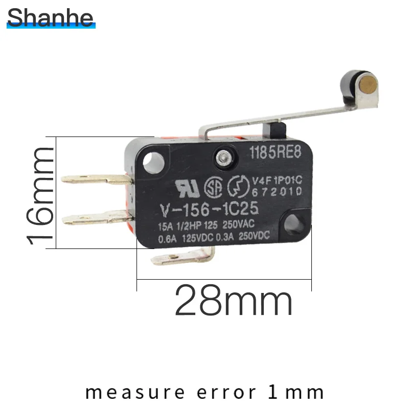 V 156 1C25 длинные роликовый рычаг с петлей AC DC микро переключатель мгновенного