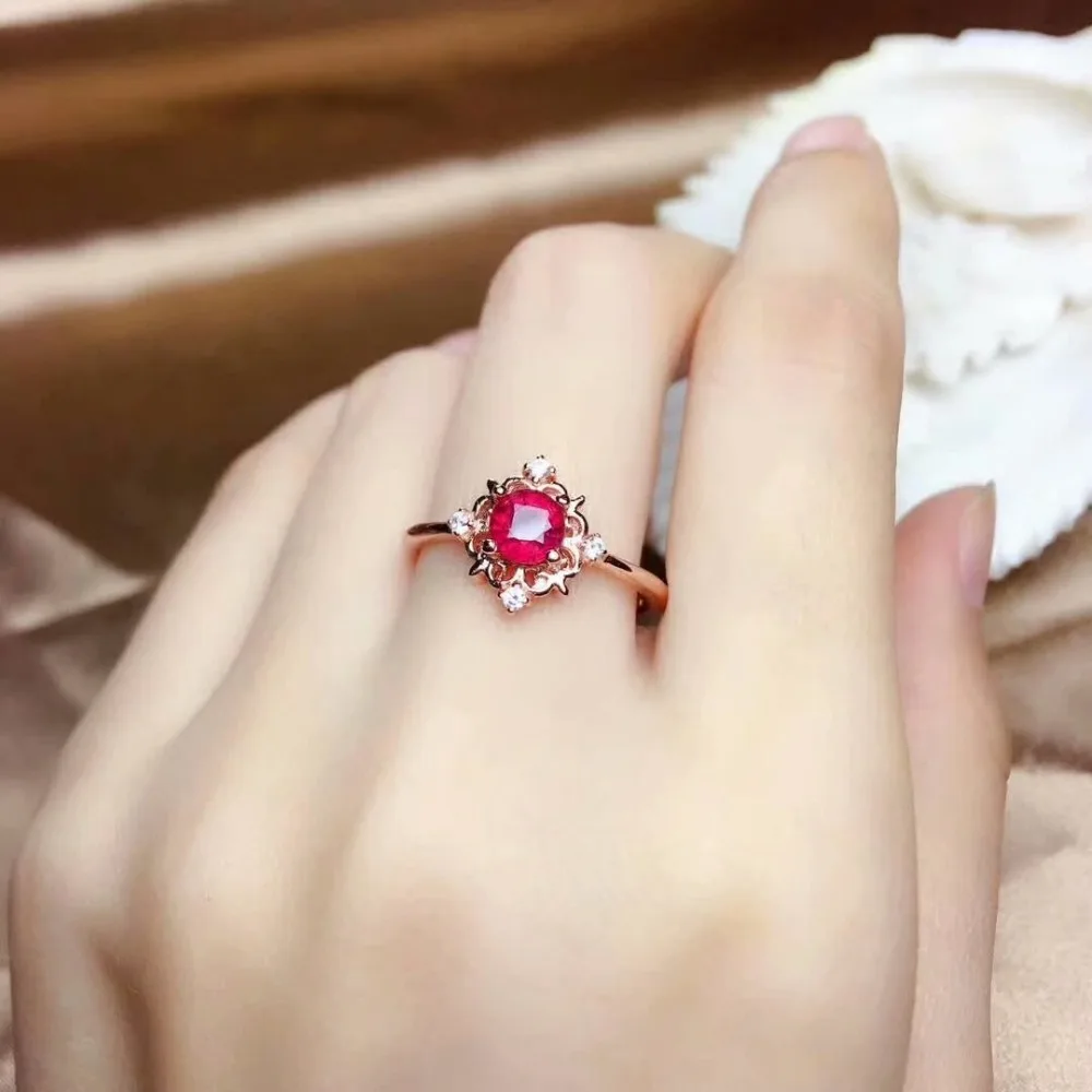 Женские кольца из рубинового драгоценного камня shilovem Настоящее серебро 925 пробы