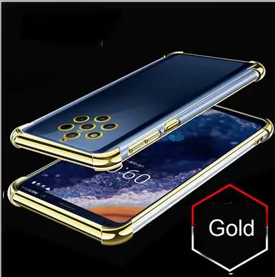 Для Nokia 9 Pureview чехол с воздушной подушкой прозрачный Кристальный Силиконовый противоударный чехол для телефона с полной защитой для Nokia 9 Pureview чехлы - Цвет: Золотой
