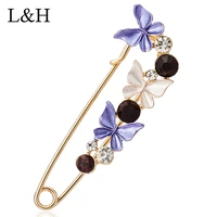 crystal butterfly collar brooch pins for women gold color cape buckle enamel hijab pins party scarf jewelry accessories
