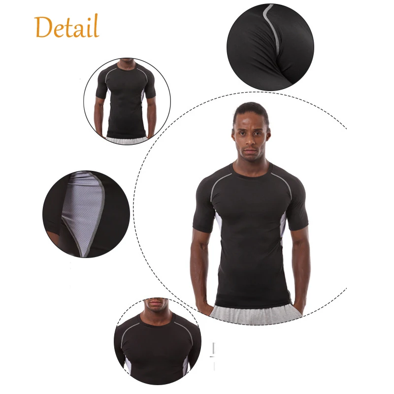 UABRAV Men Sport T-Shirt Compression Quickly Dry Fitness Gym T-shirts Short Sleeves Running Jesery | Спорт и развлечения