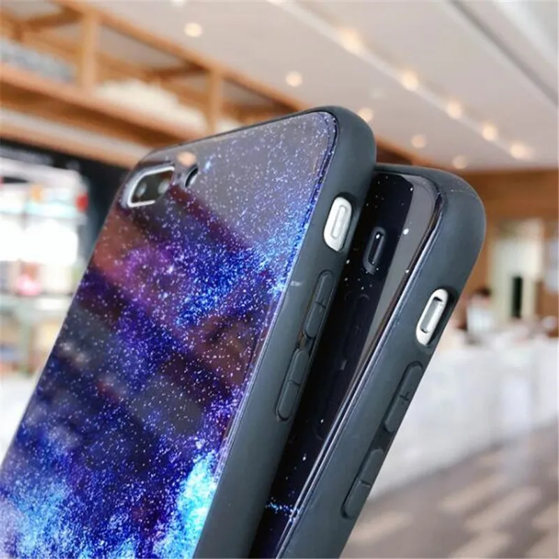 UVR жесткий чехол из закаленного стекла для задней панели телефона Cosmic Planet iPhone X 6 6s