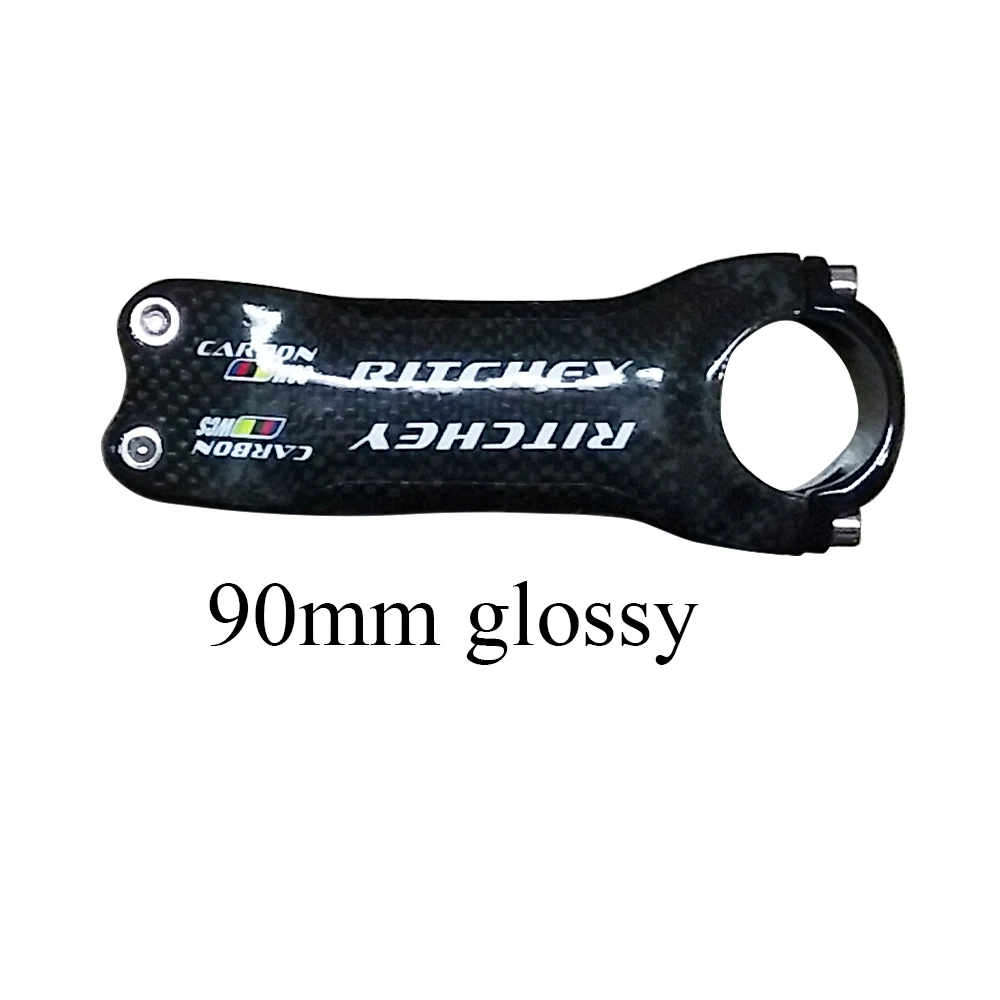 90mm glossy stem Полностью углеродное волокно руль подседельный штырь руль углеродный mtb руль 3 к глянцевые Запасные детали для велосипеда, углепластик стержень углеродный Подседельный штырь для топ продаж - Цвет: 90mm glossy stem