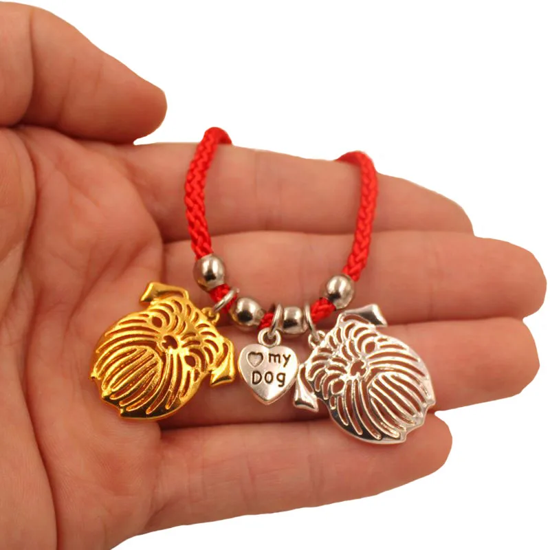 Готический Гриффон собака животное, амулет, браслет для женщин мужчин Пара Любовь веревка мужской женский жемчуг красное сердце черный девушки милые моды