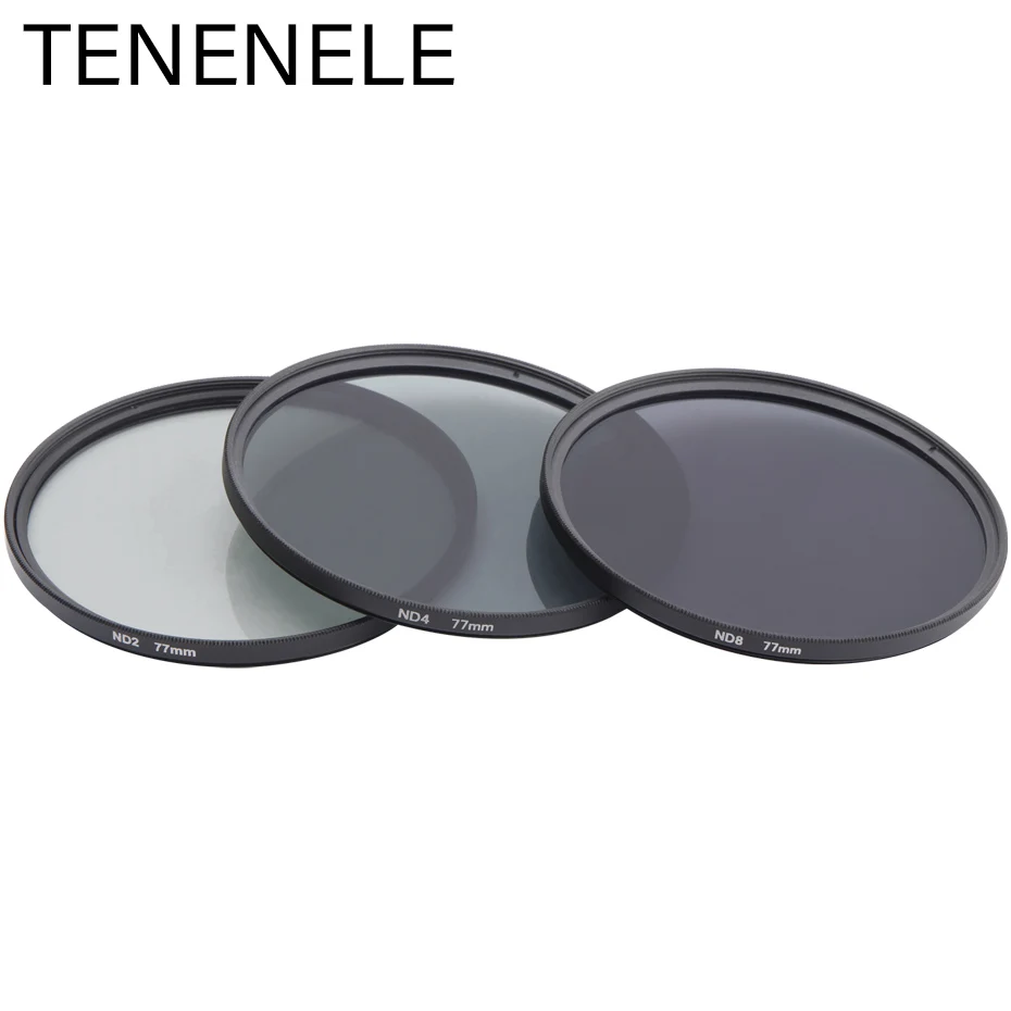 TENENELE Камера фильтр набор УФ-фильтров с нейтральной плотностью ND 2 4, 8 фильтры 37 40,5 43 46 49 52 55 58 62 67 72 77 82 мм для цифровой зеркальной камеры Canon Nikon sony фильтр