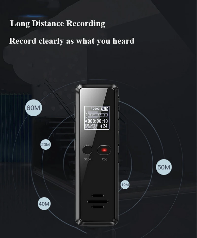 Микродиктофон V90 с голосовой активацией диктофон для записи аудио на большие