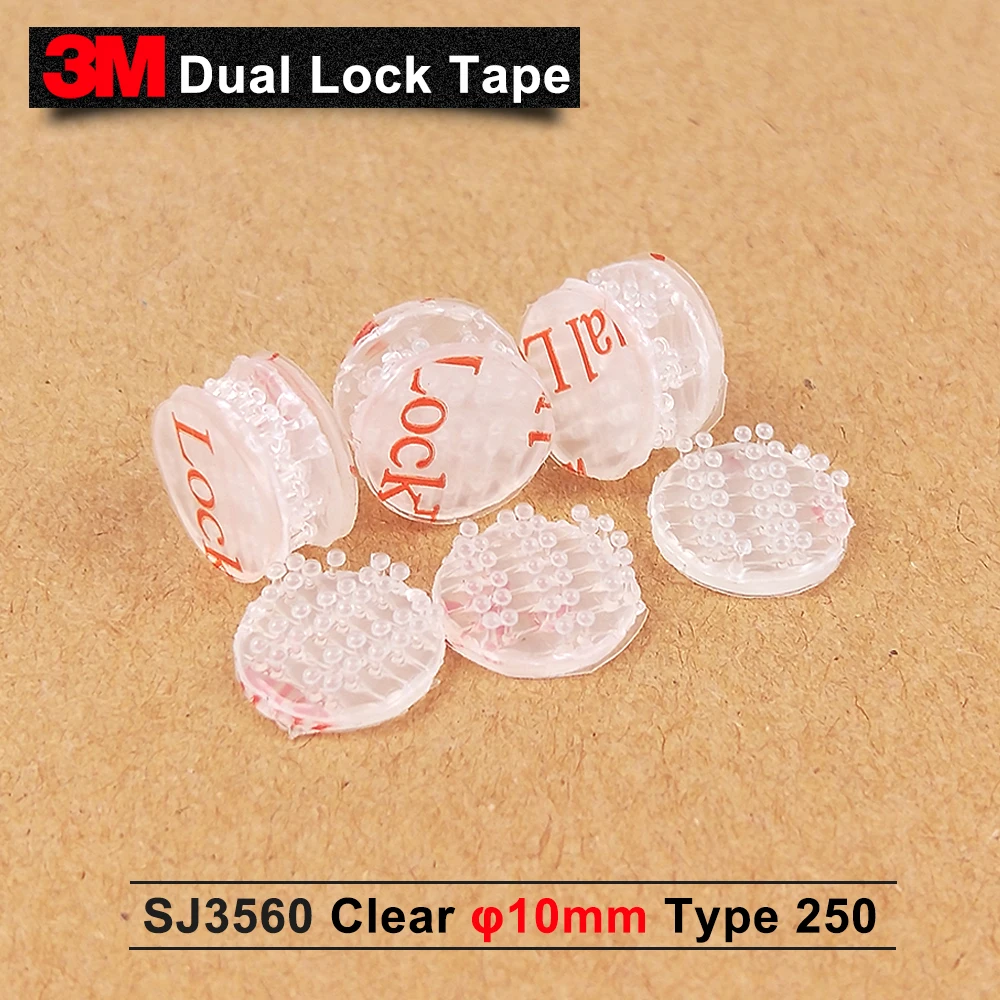 

10mm circle die cut 3M Dual Lock SJ3560 Clear Reclosable Fastener adhesive tape, Type 250, 30pcs/lot
