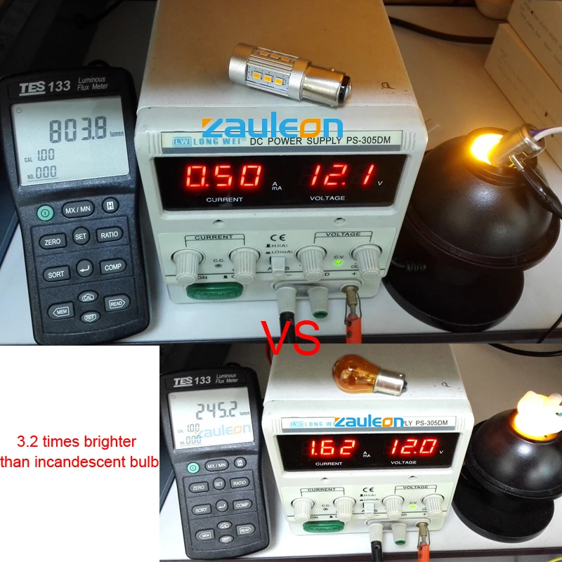 Zauleon 2 шт. 1156 1157 P21W P21/5 W BAU15S PY21W LED Янтарный Желтый 803 люменов для поворота одиночный