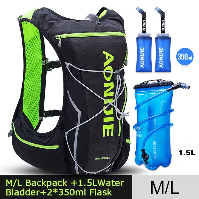 Black M L 1.5L AONIJIE для мужчин и женщин 10л сумки для активного отдыха походный рюкзак жилет марафон для бега Велоспорт рюкзак на выбор бутылка для воды сумка - Цвет: Black M L 1.5L