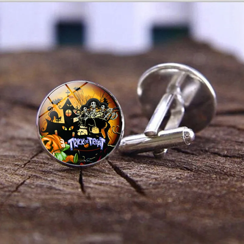 1 пара новые модные мужские запонки с животными черным котом на Хэллоуин