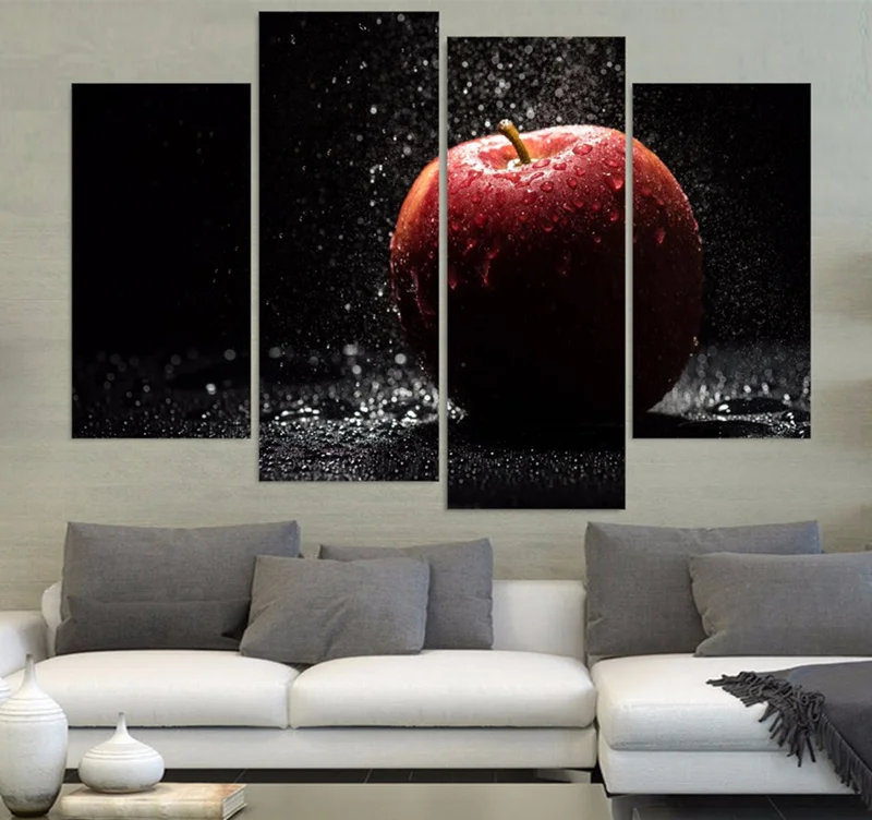 

4Piece Canvas Prints Wall Painting Apple Drops Fruits Modular Art Picture Print Anime Posters Wall Art Home Decor