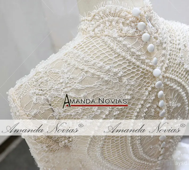 Vestido branco свадебное платье с длинными рукавами и кружевным жемчугом|see through wedding