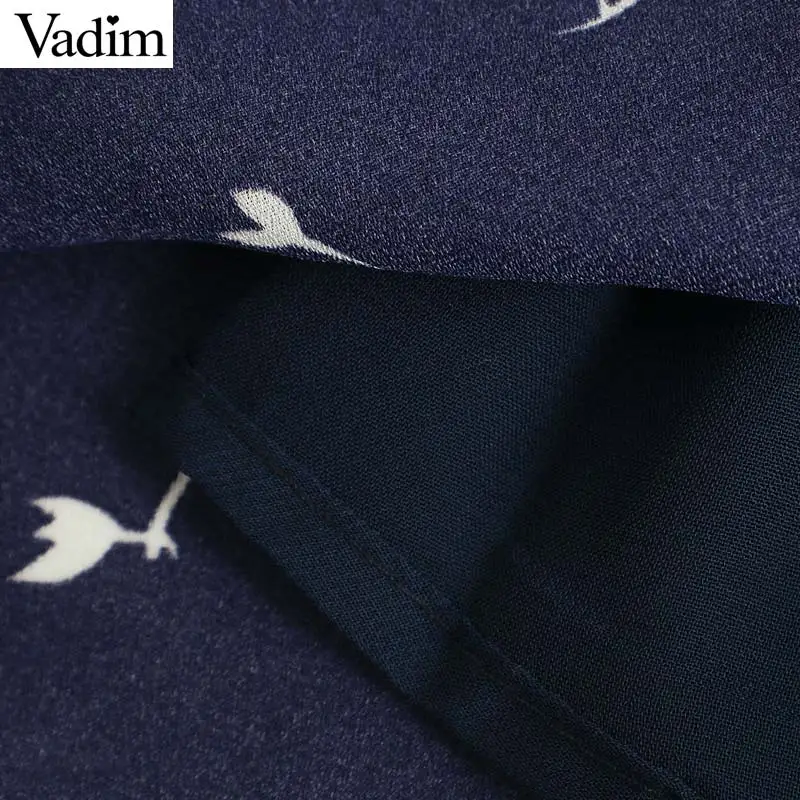 Vadim женское винтажное мини-платье с круглым вырезом и принтом длинным рукавом