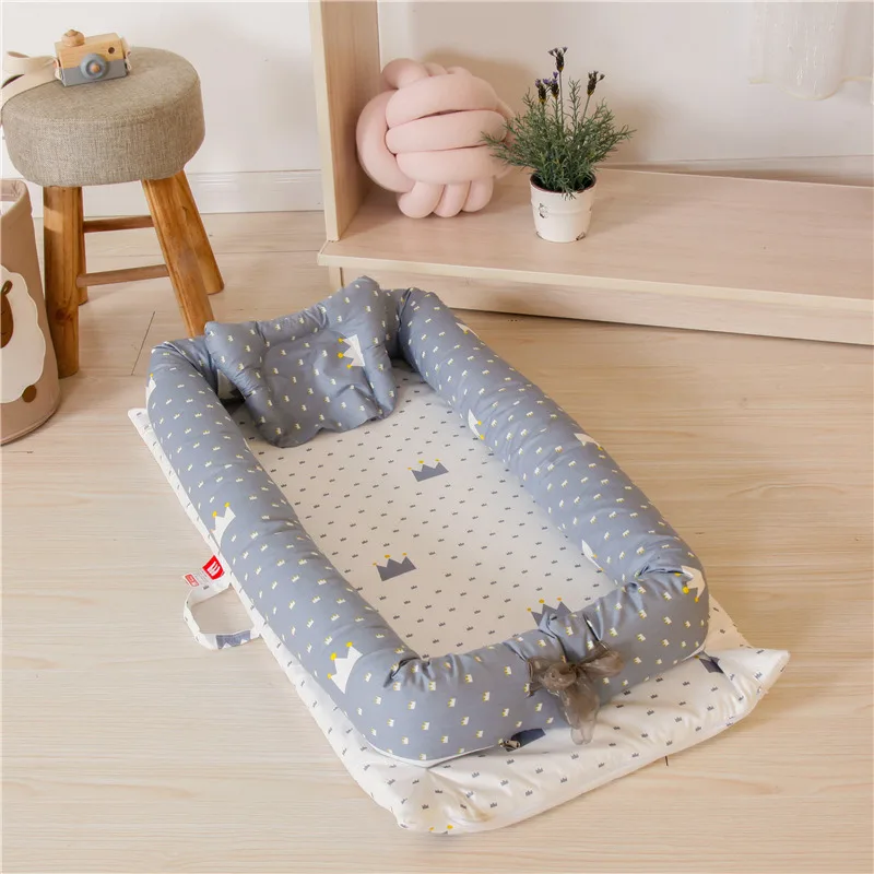 Grey Crown ALWAYSME детские новые детские кроватки и колыбели прикроватные кроватки Moses корзины переносные кроватки для малышей дорожные кровати - Цвет: Grey Crown