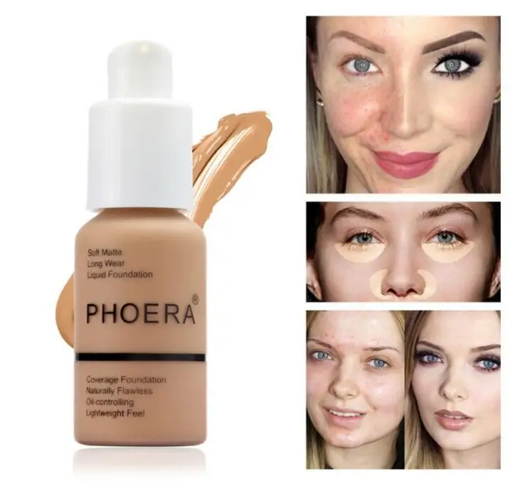 PHOERA 30ml Matte Long Wear Soft Foundation Liquid Face Makeup Coverage Foundation Naturally Oil-controlling Lightfeel Cream