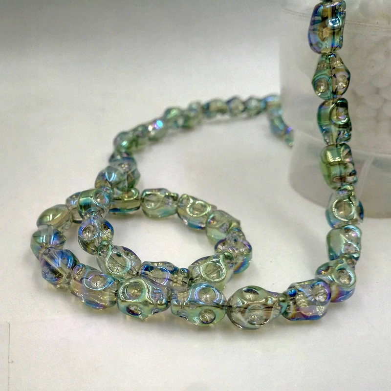 Оптовая продажа 20 шт. череп Хрустальное стекло свободные бусины-Распорки 10x8 мм DIY