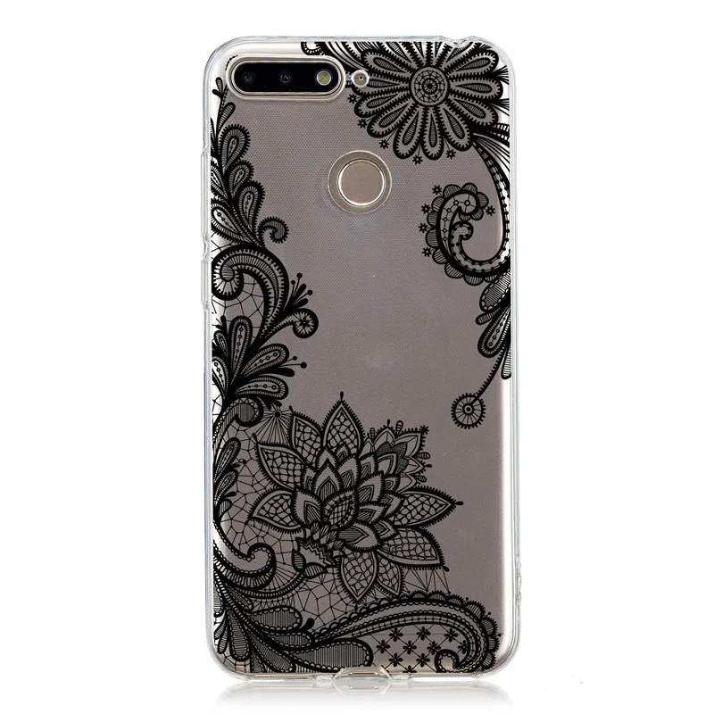 B Чехол для Coque Huawei P20 Lite P30 Pro Mate 20 Lite Honor 10 7A 7C Pro P Smart Y6 Чехлы цветок Мягкий силиконовый чехол - Цвет: B