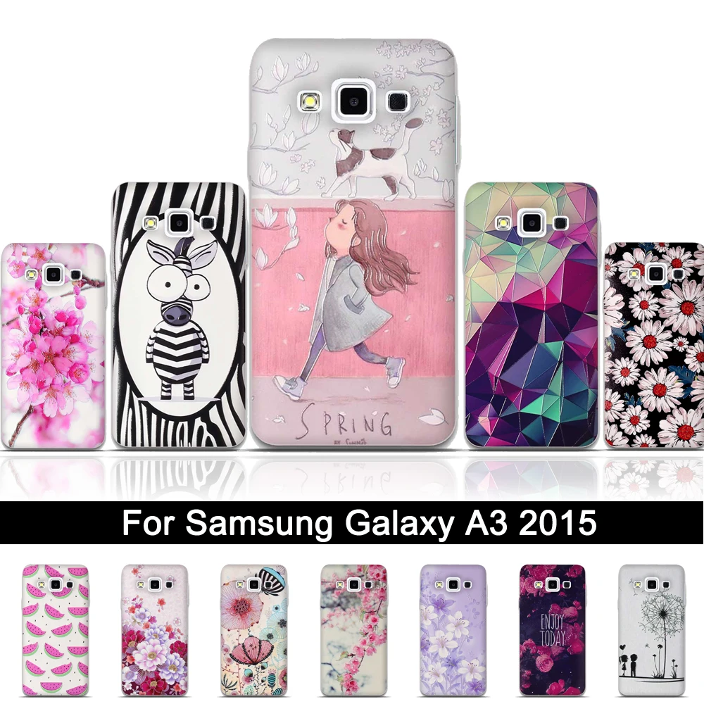 Силиконовый чехол для Samsung Galaxy A3 2015 A300 A300F SM 3D рельефный ТПУ мягкий телефона с