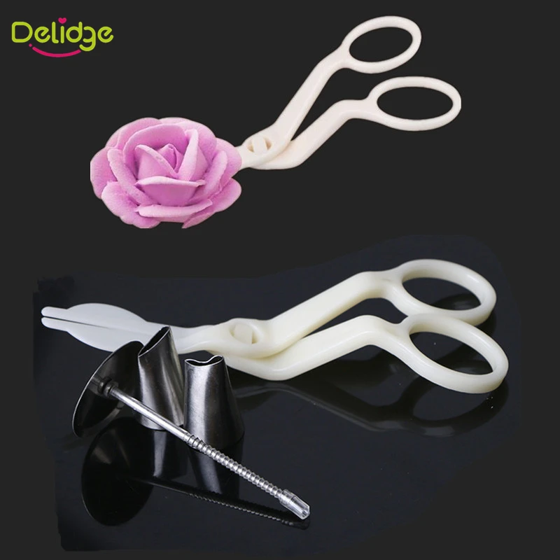 Delidge 1 Set Cake Decoration Flower Stand Nail 2 Icing Piping Nozzle Scissors For Cream Transfer | Дом и сад