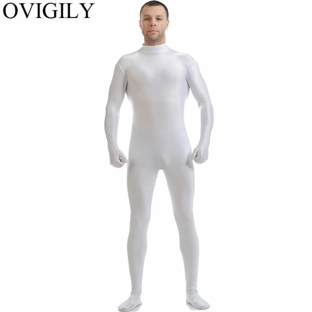 Мужские черные боди OVIGILY с длинным рукавом из лайкры высоким воротником