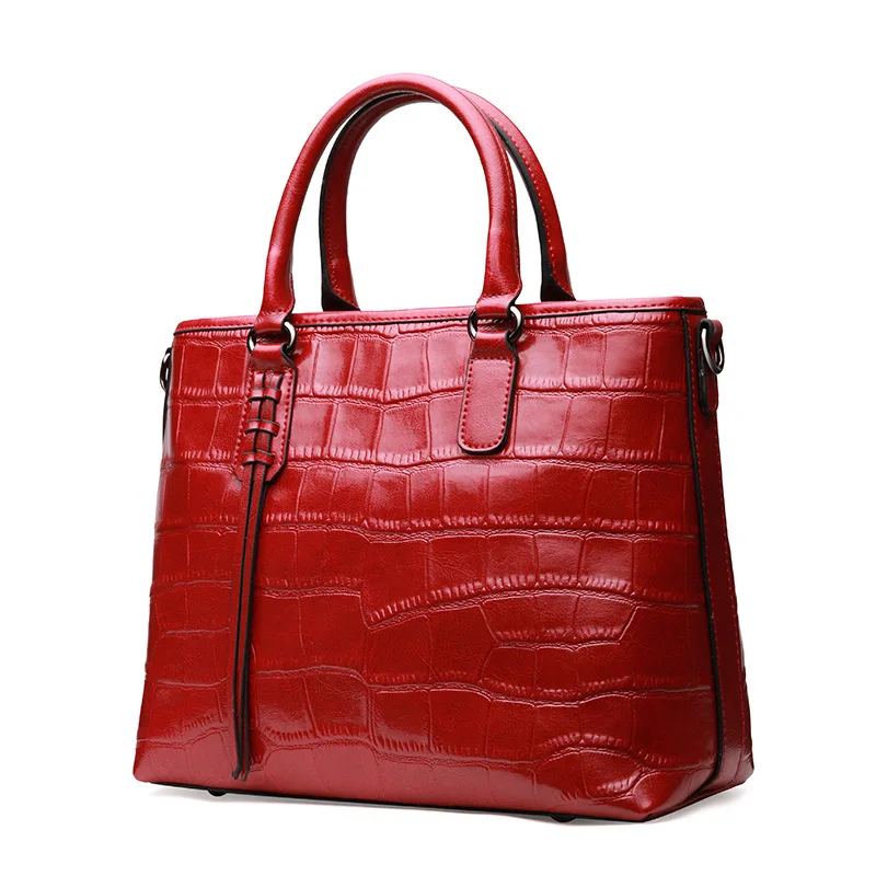 Новинка 2018 Зимняя женская сумка на плечо из воловьей кожи с каменной текстурой