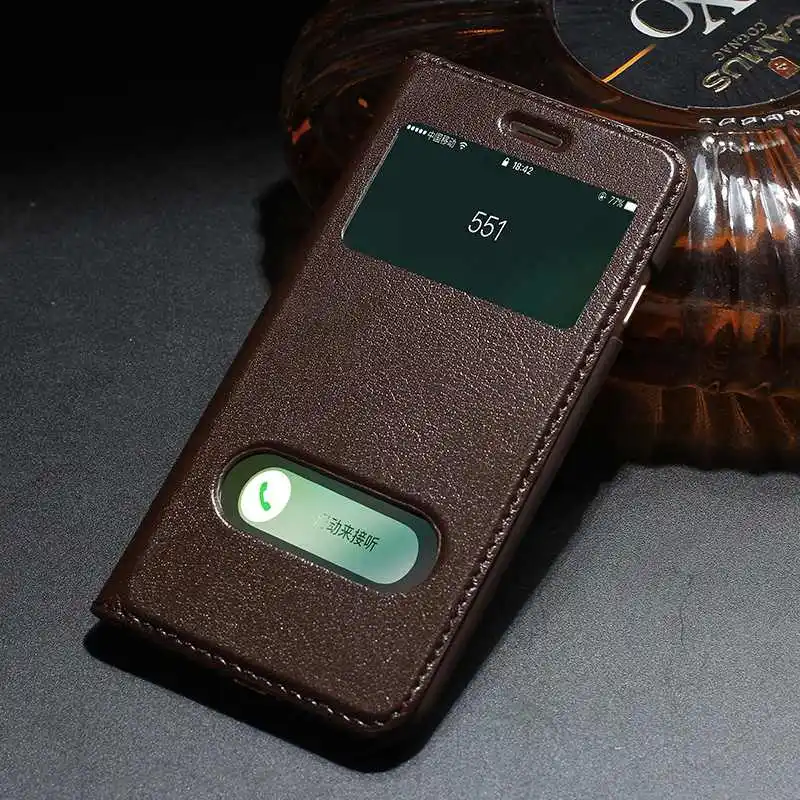 brown MAKEULIKE чехол из натуральной кожи для Apple Iphone 7/7 Plus вид на Окно Магнитный защитный чехол с петлей для Iphone 7 Plus откидной Чехол - Цвет: brown
