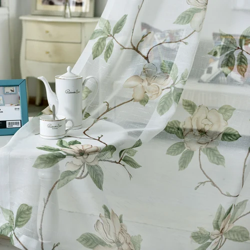 Color1 Tulle Современный дизайн, американский стиль, цветочный принт, шторы для гостиной, оконные шторы для спальни - Цвет: Color1 Tulle