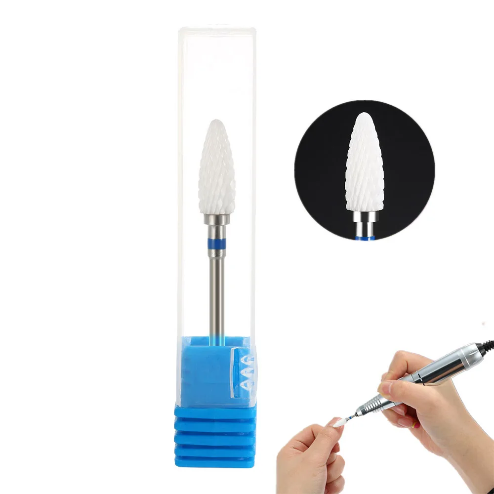 Керамическое сверло 3/32 дюйма среднее пламя для ногтей куспицидный шлифовальный