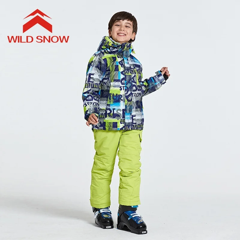 WILD SNOW Warm Kids Ski Suit Boys Girls Jacket Pants Waterproof Windproof Snowboarding Winter Children's Skiing Suits | Спорт и