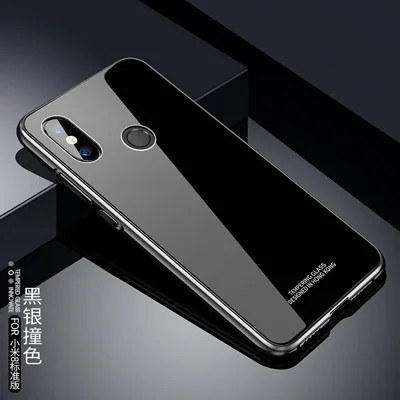 black silver Чехлы для Xiaomi Mi 8 se Чехол Жесткий задний металлический бампер закаленный стеклянный микс 2 S чехол для телефона чехол для Xiaomi Mi 8 se металлический корпус - Цвет: black silver