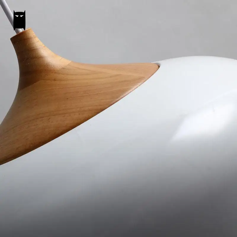 Черный Белый Деревянный алюминиевый абажур подвесной светильник шнур