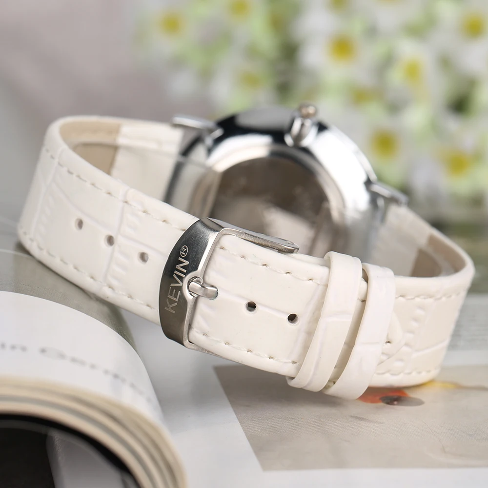 KEVIN Red/Black/White Leather Strap Lady Watches Casual Modern Light Women Wrist Arabic Numerals Dial Female Clock Gift | Наручные часы