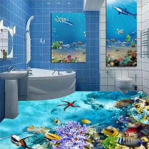 Beibehang Коралловая рыба пол фрески настенные наклейки 3D обои пол для гостиной ПВХ пол самоклеящийся 3D Пол настенная бумага