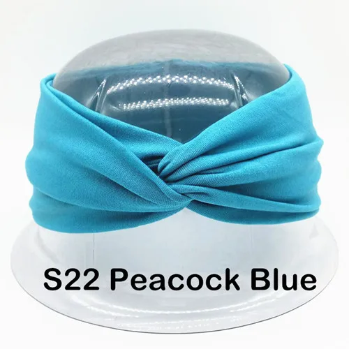 S22 peacock blue Лоскутные повязки на голову для женщин, повязка на голову с леопардовым принтом, тюрбан, повязка на голову с узлом для девочек, повязка на голову, аксессуары для волос на открытом воздухе - Цвет: S22 peacock blue