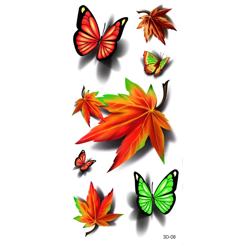 

Tree leaf Temporary Tattoo For Men Women Waterproof Stickers makeup maquiagem make up 3d butterfly Fake Tattoo
