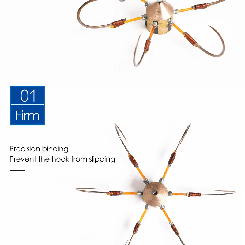 Lawaia Fishing Hooks Hexagon Side Anchors Hook Blade High Carbon Steel Lead Pendant Copper Pendant Strong Tough Sharp Crab Hooks