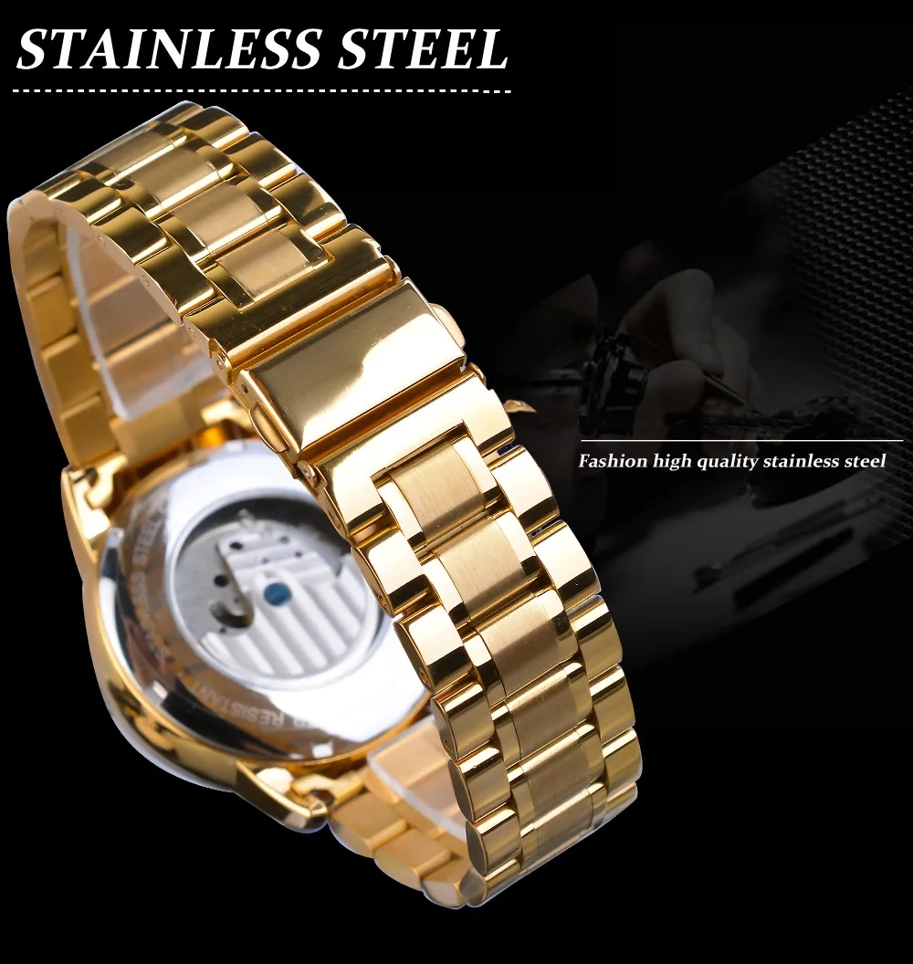 Forsining Tourbillon автоматические мужские часы классические золотые мужские часы фаза Луны механические часы из нержавеющей стали наручные часы Relogio