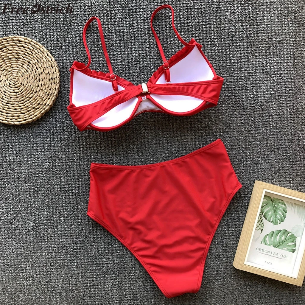 Бесплатная страуса 2019 Новый сексуальный женский гофрированный Сплит комфортное