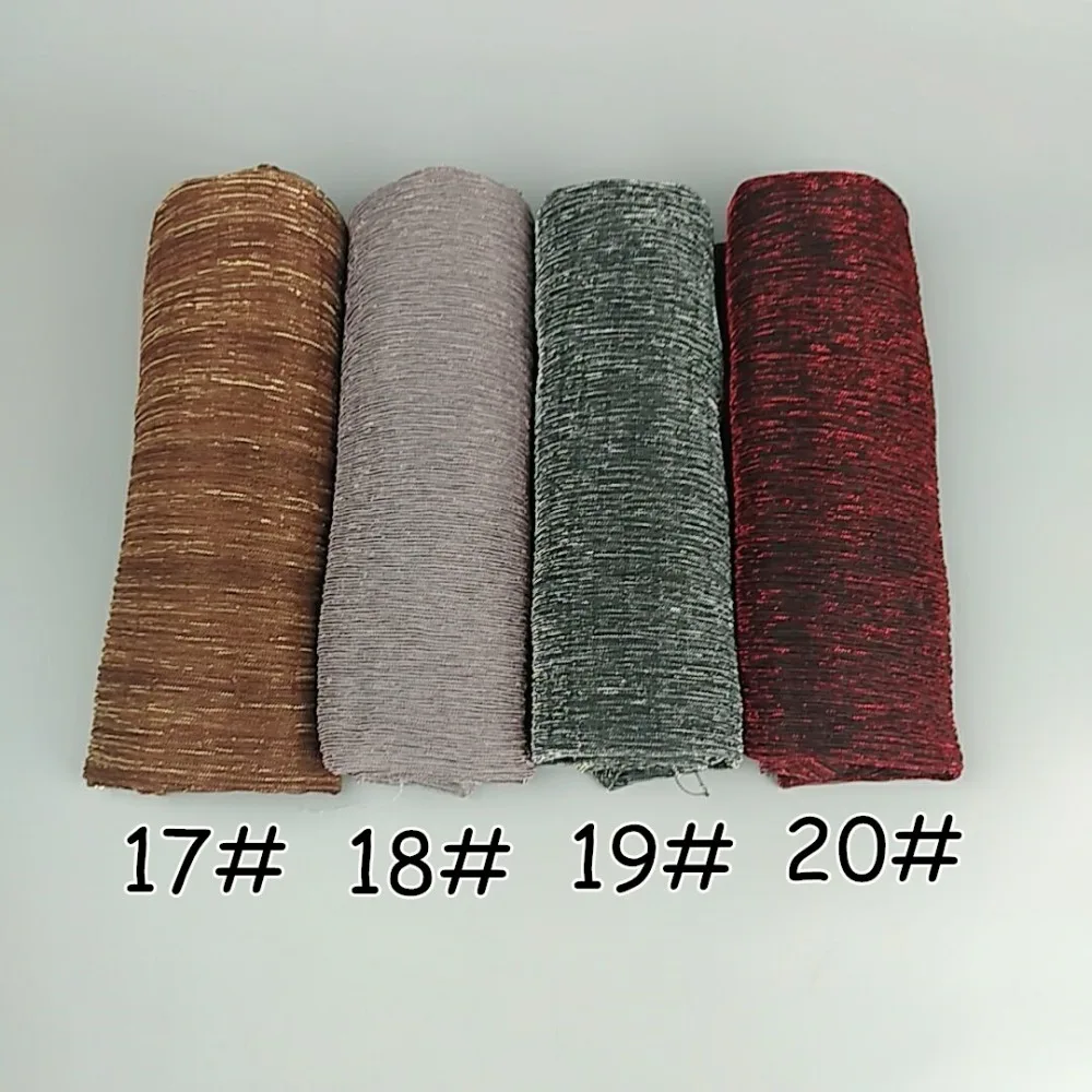 D1 glitter scarves plain shimmer elastic long headband fashion scarf hijab wraps muslim shawls