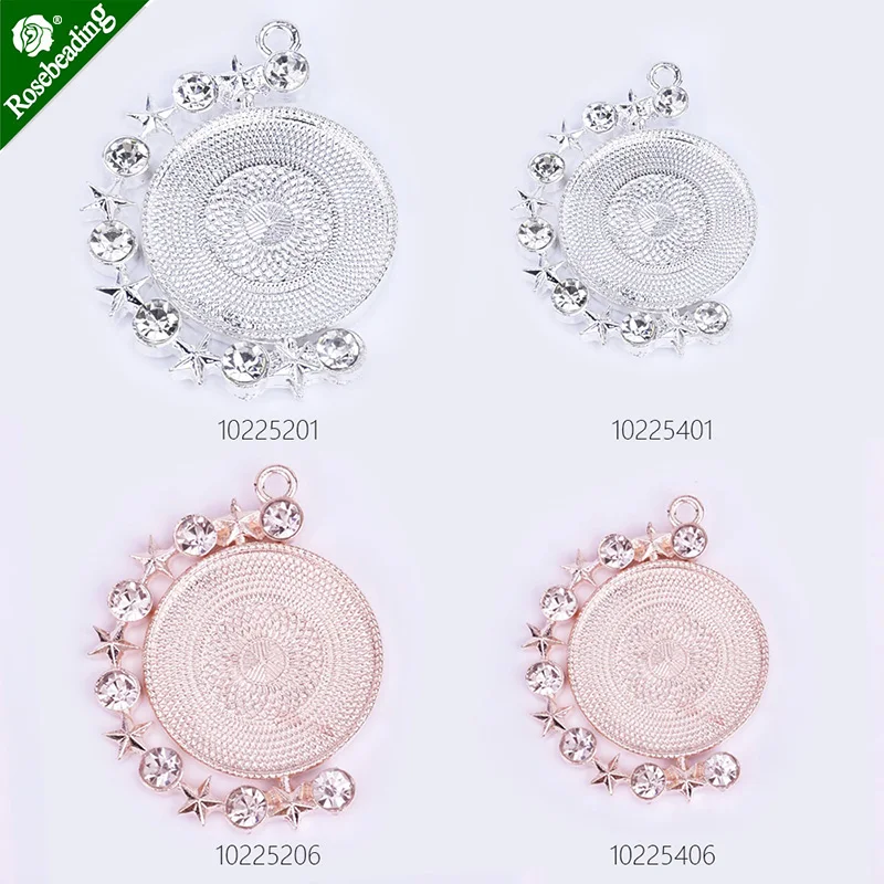 Двухсторонняя круглая подвеска из цинкового сплава пустая оправа со стразами