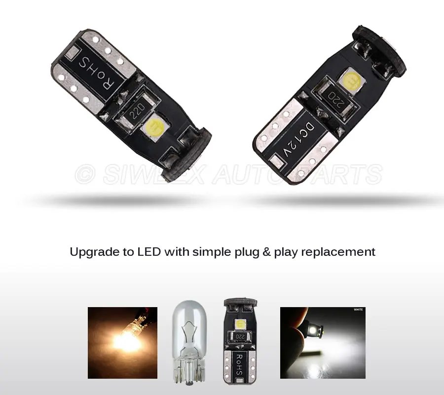T10 светодиодный светильник W5W 194 168 3 3030 SMD белый AC/DC 12V зазора двери боковые лампы