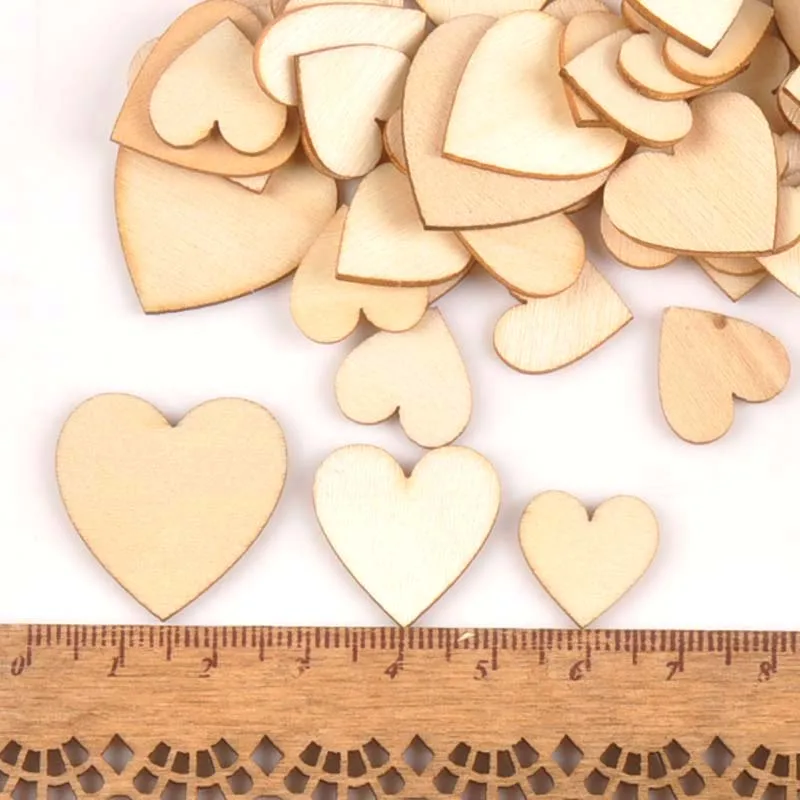 100 шт. естественные необработанные деревянные резинки в форме сердца Скрапбукинг